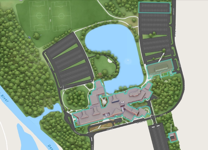 An image of Oakton College's interactive campus map.