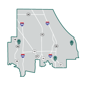 Locations, plus many online options icon